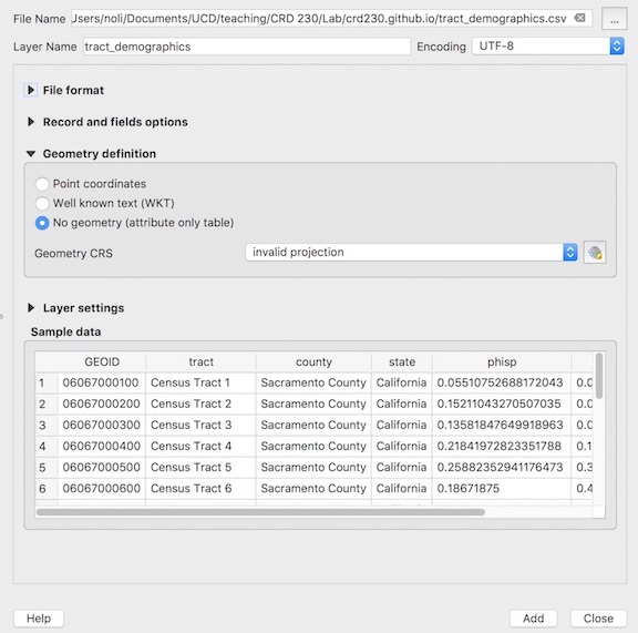 Figure 7: Bringing in a csv file