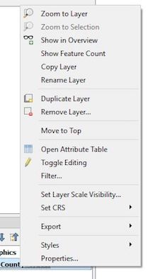 Figure 9: Right click on a layer