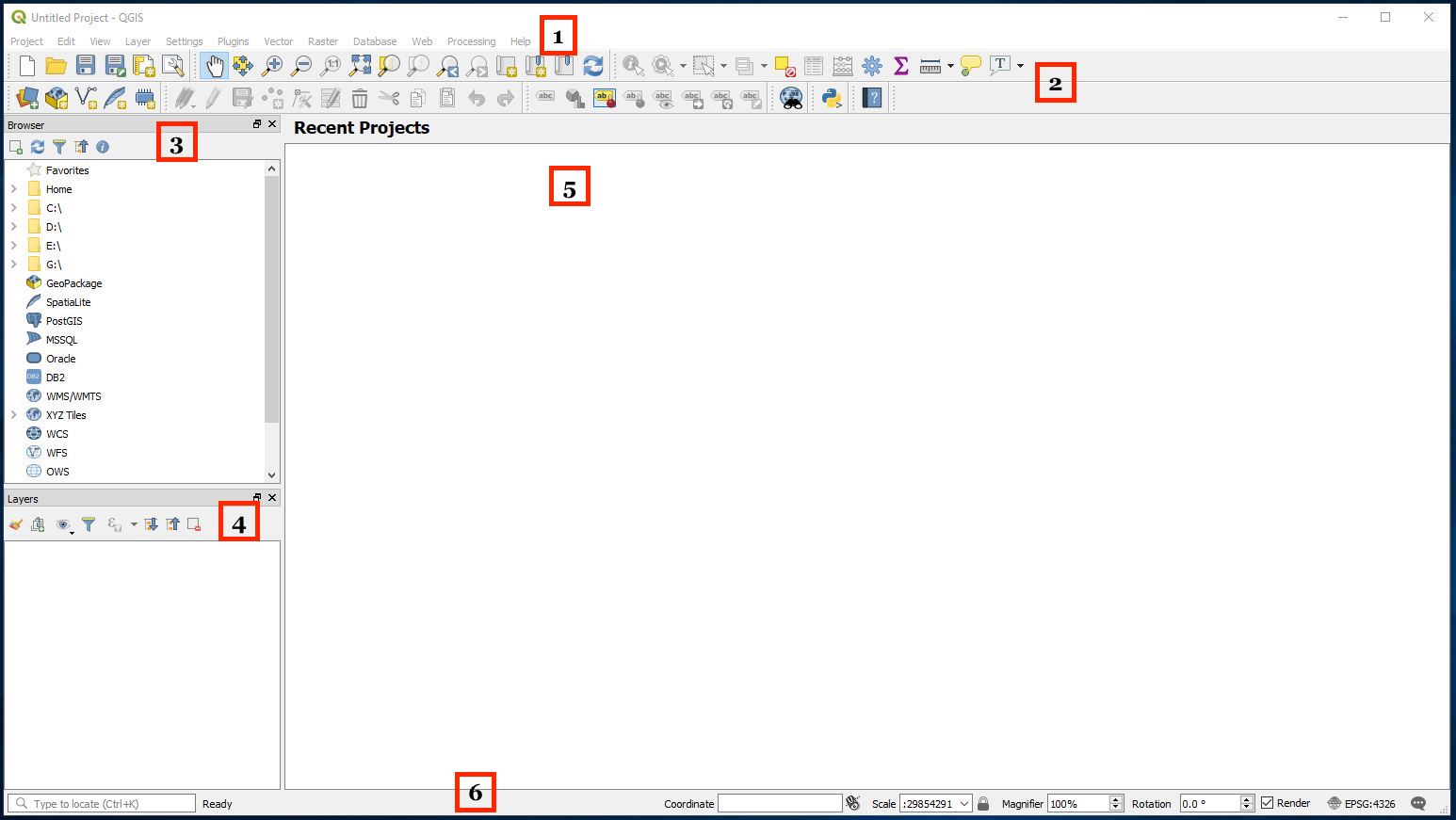 Figure 2: QGIS Interface.